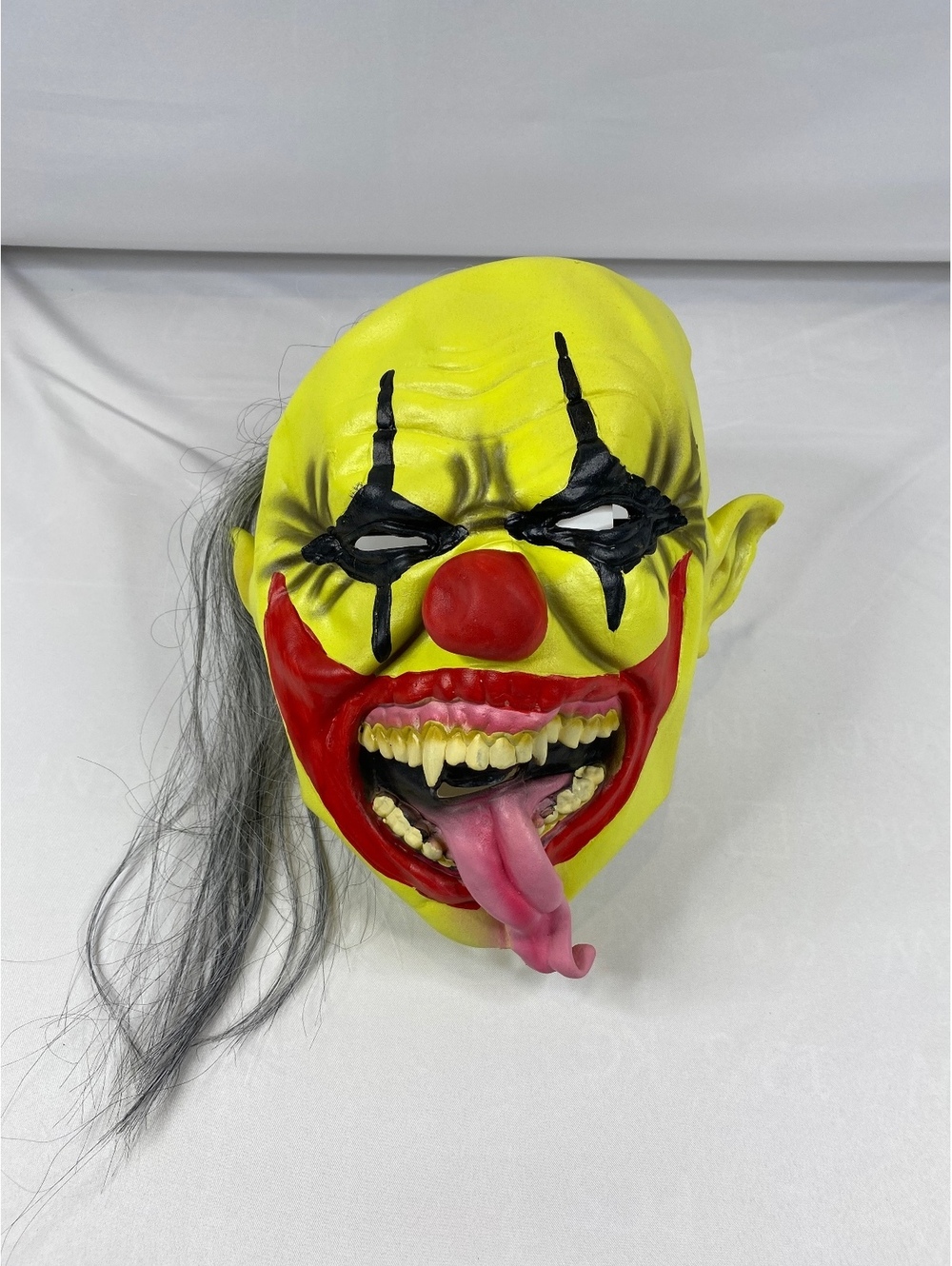 Evil Clown Halloween Mask Yellow Face Tongue Latex Mask